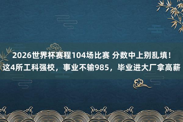 2026世界杯赛程104场比赛 分数中上别乱填！这4所工科强校，事业不输985，毕业进大厂拿高薪