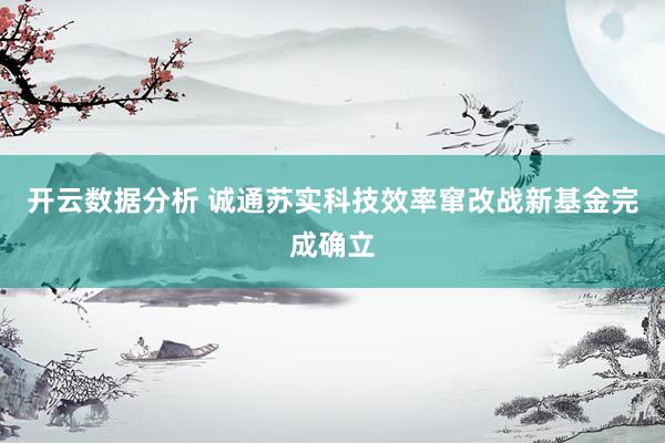 开云数据分析 诚通苏实科技效率窜改战新基金完成确立