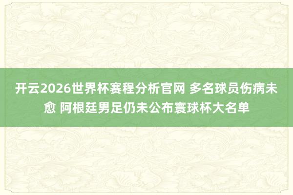 开云2026世界杯赛程分析官网 多名球员伤病未愈 阿根廷男足仍未公布寰球杯大名单
