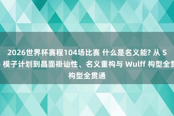 2026世界杯赛程104场比赛 什么是名义能? 从 Slab 模子计划到晶面褂讪