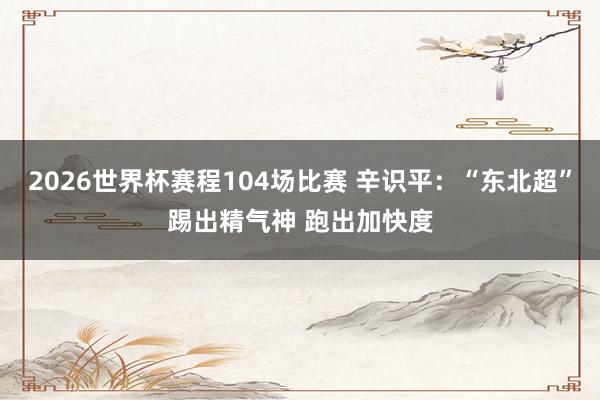 2026世界杯赛程104场比赛 辛识平：“东北超”踢出精气神 跑出加快度