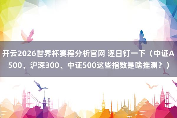 开云2026世界杯赛程分析官网 逐日钉一下(中证A500、沪深300、中证500这些指数是啥推测?)