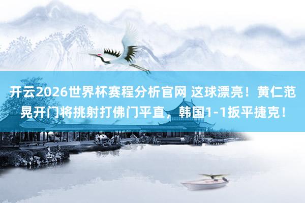 开云2026世界杯赛程分析官网 这球漂亮！黄仁范晃开门将挑射打佛门平直，韩国1-1扳平捷克！