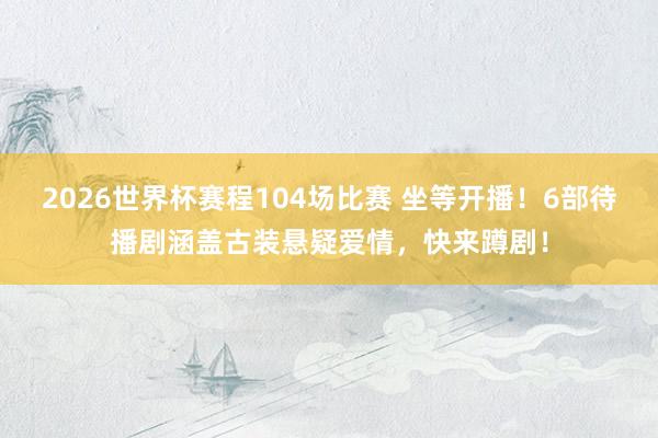 2026世界杯赛程104场比赛 坐等开播!6部待播剧涵盖古装悬疑爱情,快来蹲剧!
