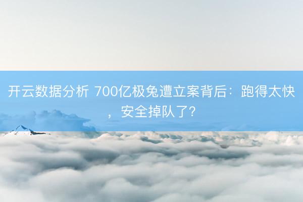 开云数据分析 700亿极兔遭立案背后：跑得太快，安全掉队了？