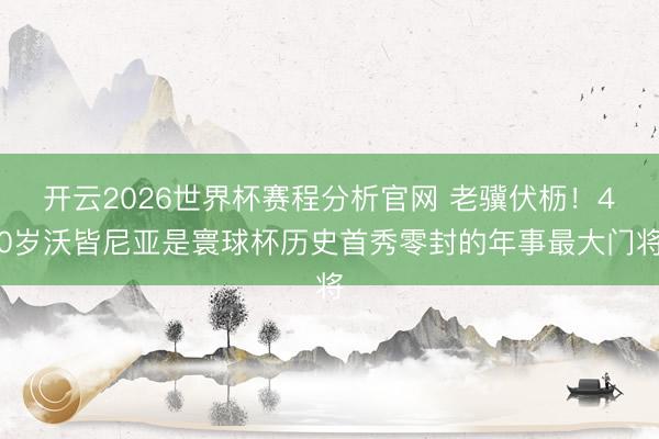 开云2026世界杯赛程分析官网 老骥伏枥！40岁沃皆尼亚是寰球杯历史首秀零封的年事最大门将